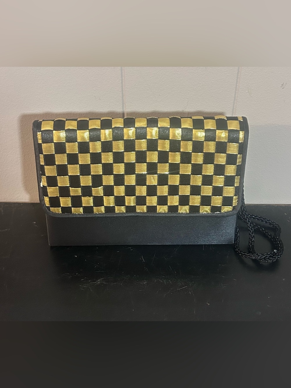 Black and Gold Checkered Evening Clutch
